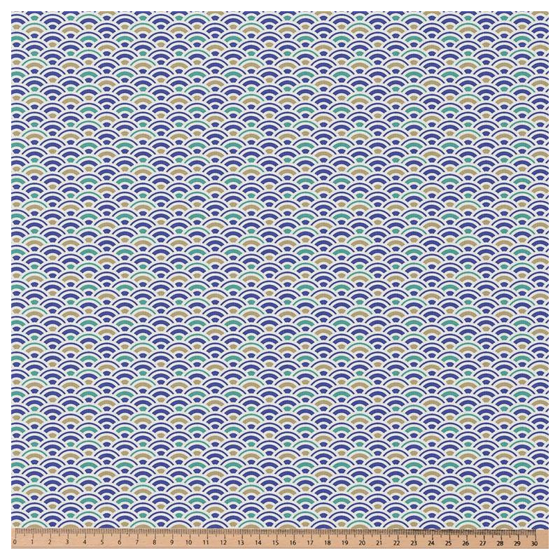 Algodón estampado SOJA2 Azul / Verde